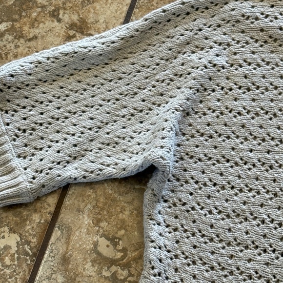 Open knit tan beige short sleeve ladies womens sweater size small top blouse - Picture 3 of 5